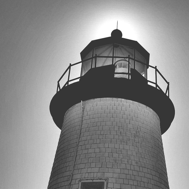 Black and white image of a lighthouse